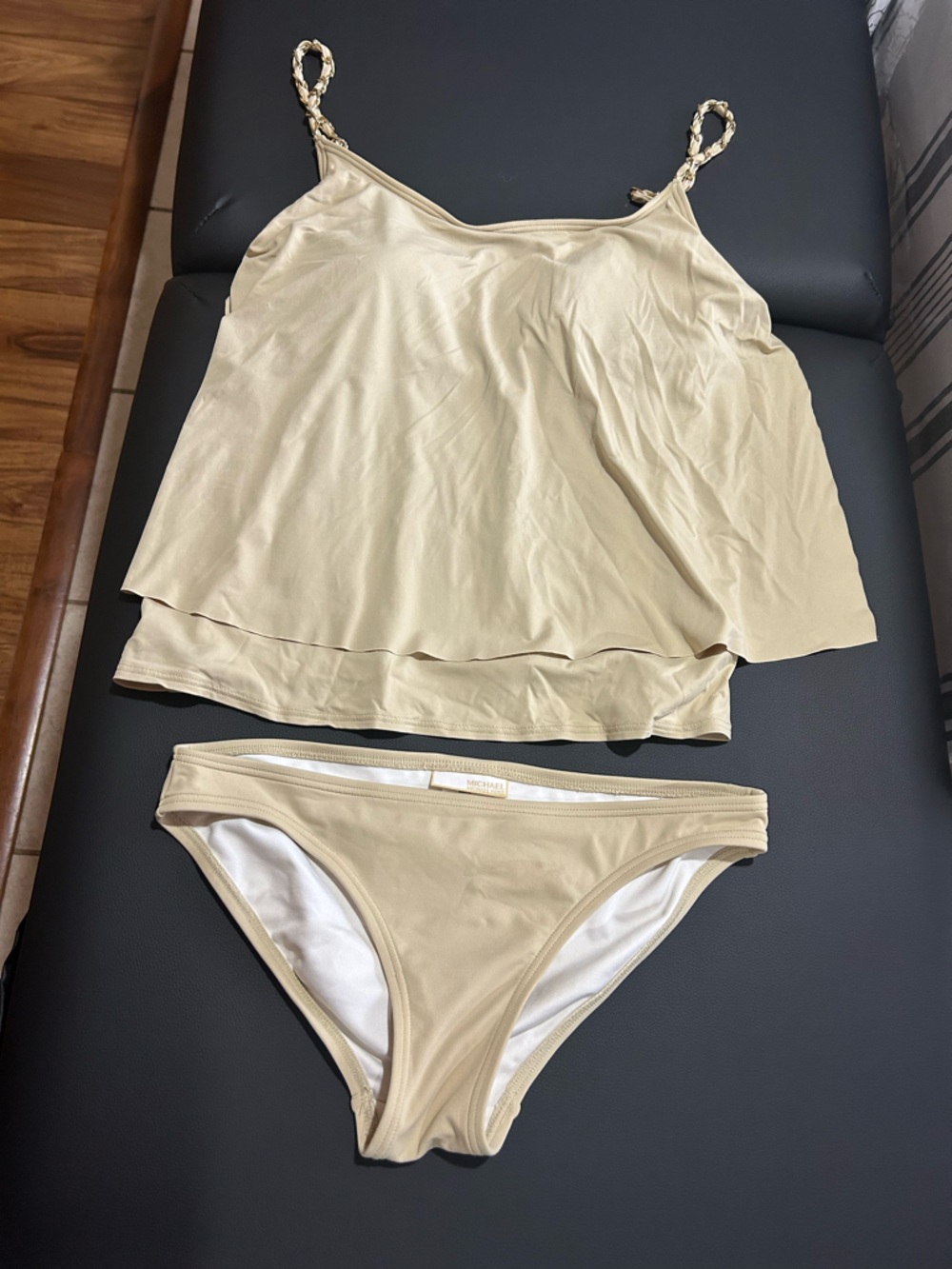 MICHAEL Michael Kors Cream Two-Piece Tankini and Bikini Bottom XS